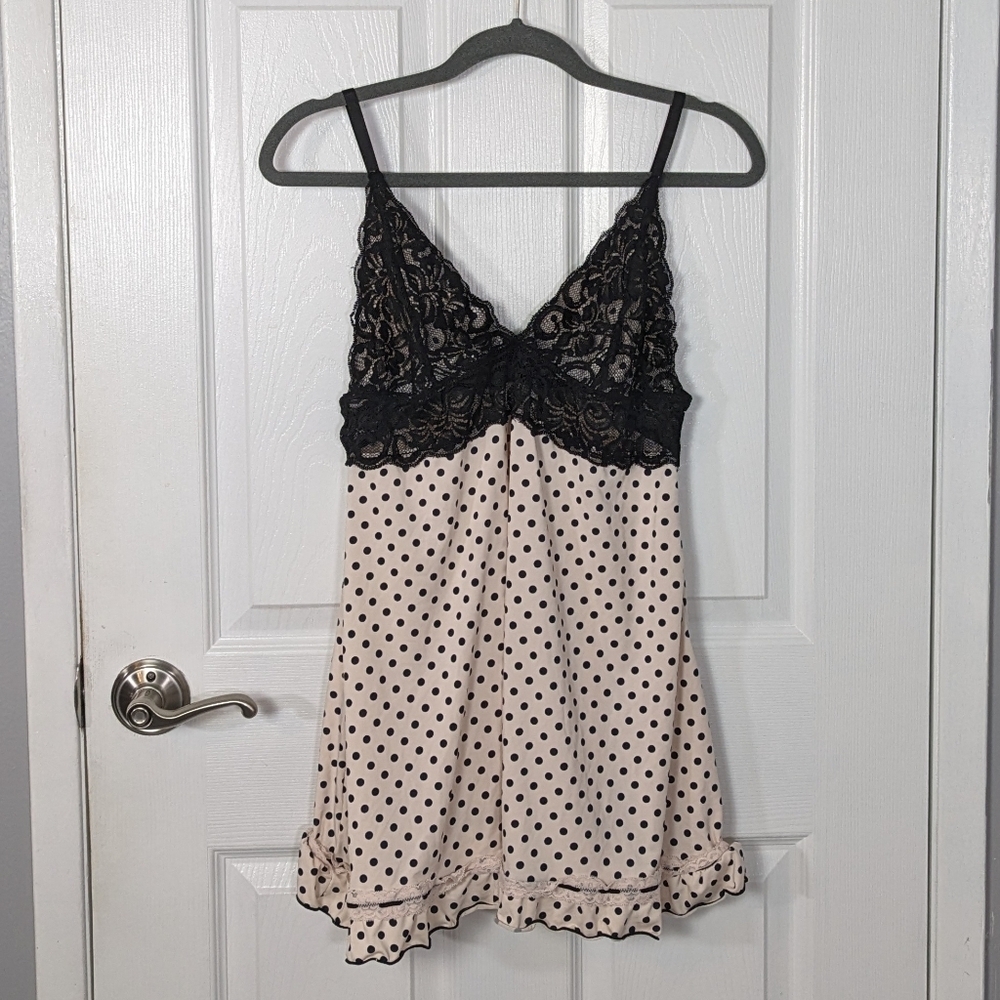 Popsi Lingerie Baby Pink Polka Dotted Ruffle Trim Slip Dress Nightie Size 1X